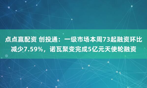 点点赢配资 创投通：一级市场本周73起融资环比减少7.59%，诺瓦聚变完成5亿元天使轮融资